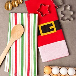 DII Holiday Dish Towels Christmas Kitchen Décor, 18x28, Santa Belt, 2 Piece