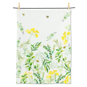 abbott collection 56-kt-jm-02 herb garden tea towel-20x28 l, 1 ea, white/green