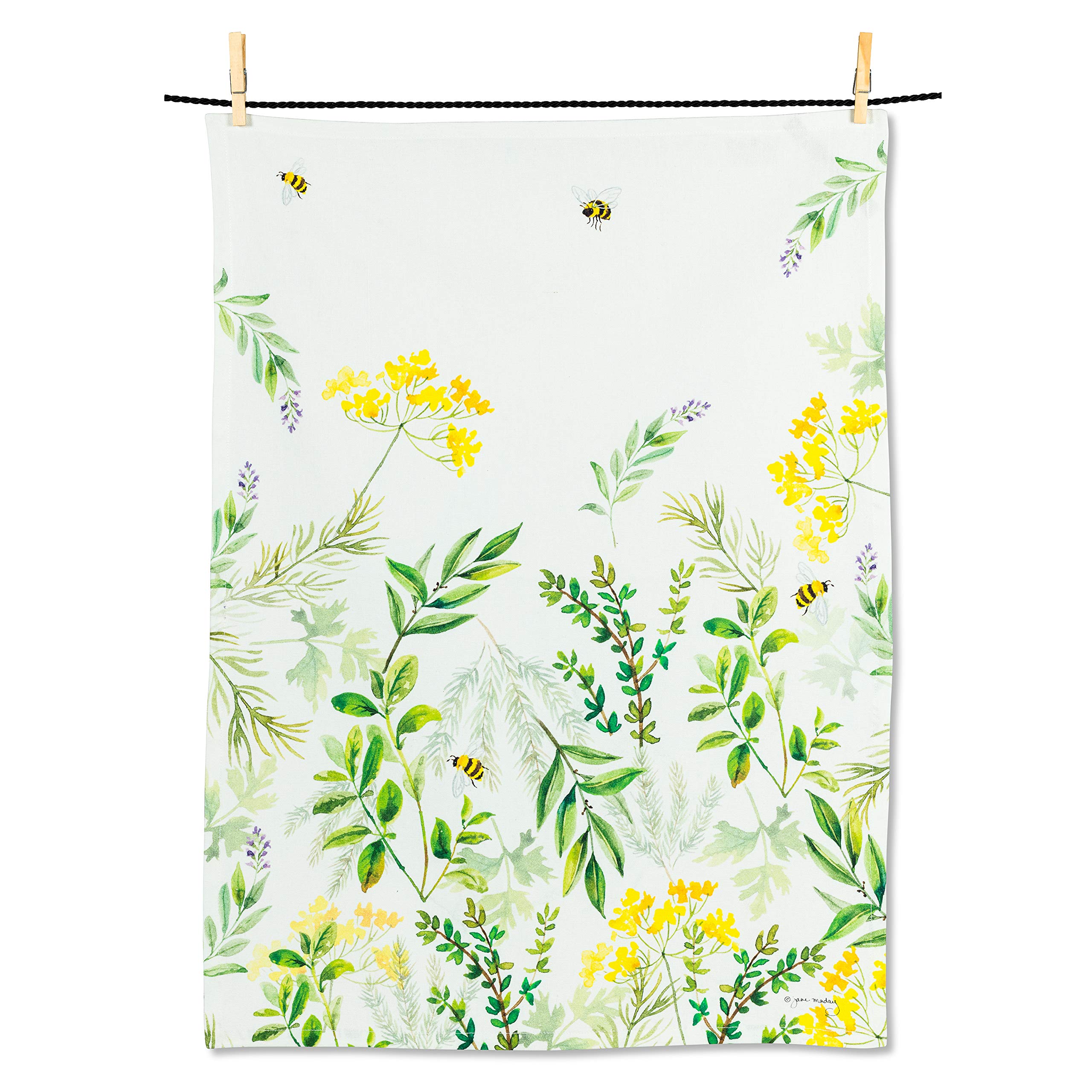 Abbott Collection 56-KT-JM-02 Herb Garden Tea Towel-20x28 L, 1 EA, White/Green