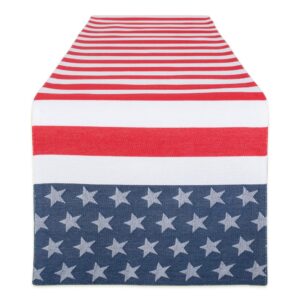 dii 4th of july stars & stripes tabletop collection table runner, 14x72, red, white, & blue
