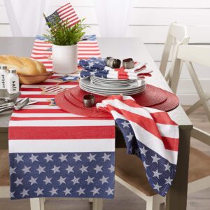 DII 4th of July Stars & Stripes Tabletop Collection Table Runner, 14x72, Red, White, & Blue