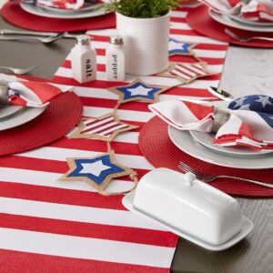 DII 4th of July Stars & Stripes Tabletop Collection Table Runner, 14x72, Red, White, & Blue