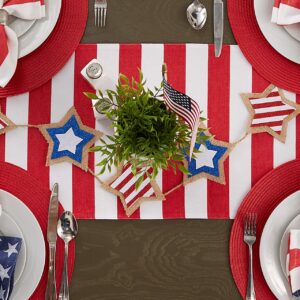 DII 4th of July Stars & Stripes Tabletop Collection Table Runner, 14x72, Red, White, & Blue