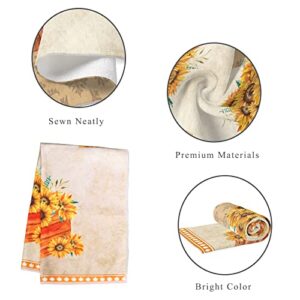 Strenflie Fall Kitchen Towels Set of 2, Yellow Floral Autumn Dish Towels Holiday Tea Hand Towels Housewarming Gifts for New Home Bathroom Kitchen