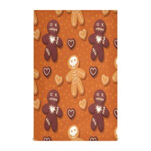 ALAZA Halloween Christmas Gingerbread Men Decorative Kitchen Dish Towels Set of 4,Soft and Absorbent Kitchen Hand Towels Home Cleaning Towels Dishcloths,18 x 28 Inch