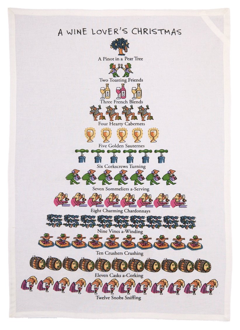 Mistletoe & Co. A Wine Lover's Christmas Kitchen Towel, 18" x 26"