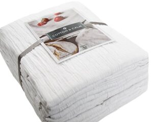 cotton & calm exquisitely absorbent flour sack dish towels (12 pack, 28" x 28"), 100% cotton white dish cloths kitchen towels - crafted for home, restaurant, bar, hotel use