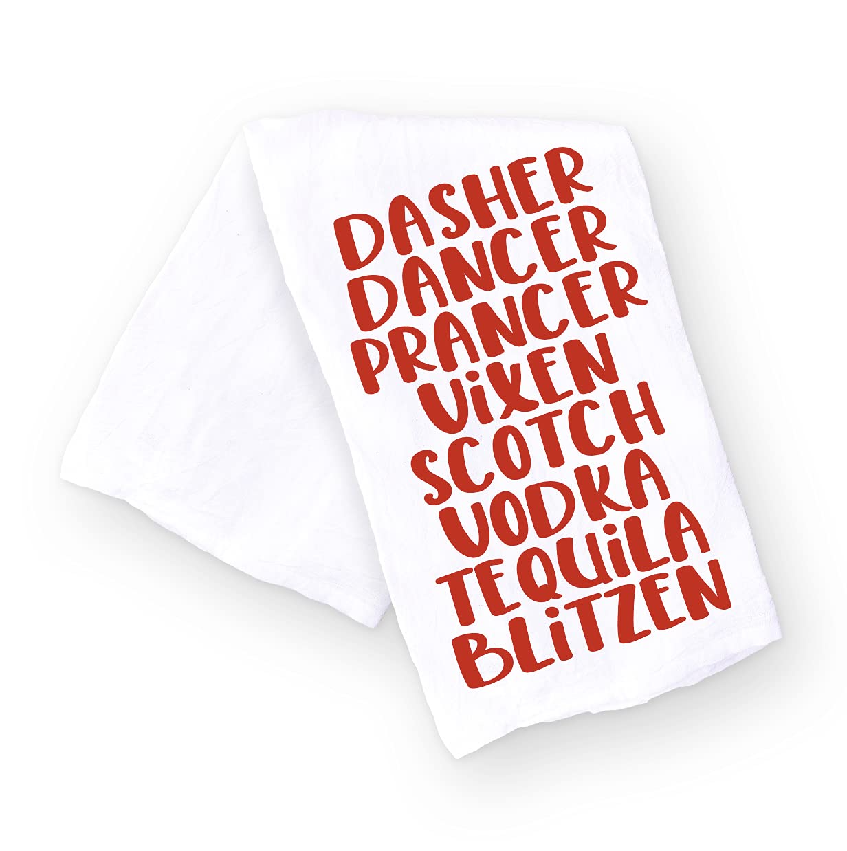 Handmade Funny Dasher Dancer Christmas Drinking Kitchen Towel - Cotton Bar Towel for Kitchen - 28x28 Inch Perfect for Hostess Housewarming Christmas Mother’s Day Birthday (Dasher Dancer Prancer...)