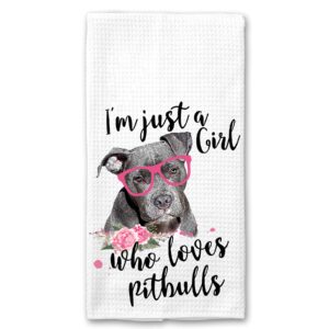 i'm just a girl who loves pitbulls microfiber kitchen towel gift for animal dog lover
