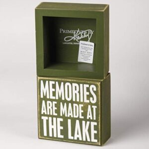 Primitives by Kathy 21111 Olive Green Box Sign, Memories are Made at The Lake