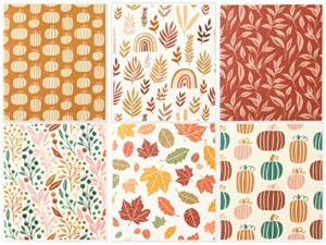 whaline 6pcs thanksgiving swedish dishcloths fall harvest boho kitchen dish towel pumpkin maple leaf reusable washable cotton cloth for autumn kitchen washing counter cleaning, 6.7 x 7.7 inch