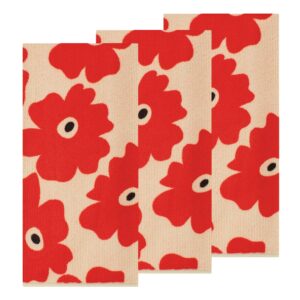 mÜkitchen | mÜtowel | 100% quality microfiber | durable towels for cleaning & drying kitchen surfaces | washable & reusable | set of 3 | poppy red