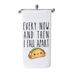 funny taco lover gift every now and then i fall apart taco joke waffle weave dish towel sweet housewarming gift (i fall apart)