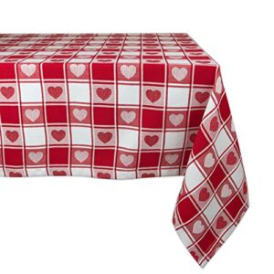 dii valentine's day tablecloth check collection, tablecloth, 60x84, checkered hearts