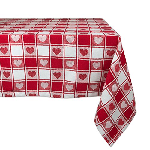 DII Valentine's Day Tablecloth Check Collection, Tablecloth, 60x84, Checkered Hearts