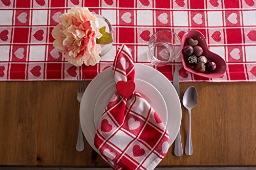 DII Valentine's Day Tablecloth Check Collection, Tablecloth, 60x84, Checkered Hearts