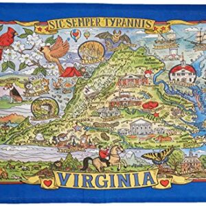 Kay Dee Designs Adventure Destinations Virginia Map Tea Kitchen Towel, 18" x 28", Various