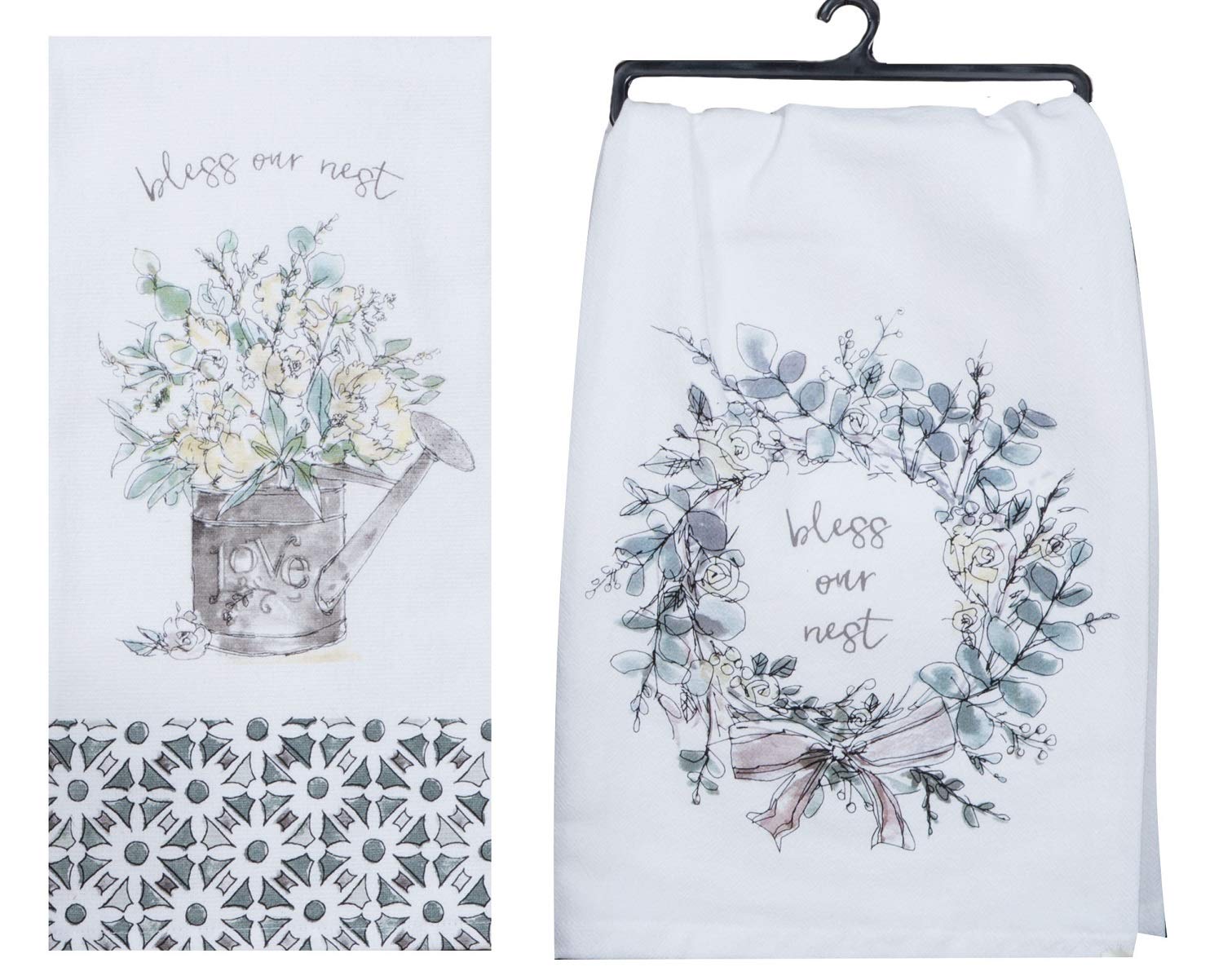 Kay Dee Designs Bless Our Nest Floral Farmhouse Kitchen Towels, Bundle of 2