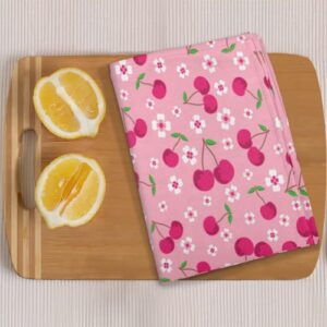 Flower Cherry Blossom Kitchen Towels and Dishcloths Set of 4-17.7" x 28.3" Absorbent Dish Towels with Hanging Loop Hand Towel for Farmhouse Bar Towels & Tea Towels