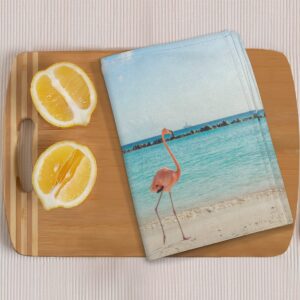 Flamingo Beach Kitchen Towels and Dishcloths Set of 4-17.7" x 28.3" Absorbent Dish Towels with Hanging Loop Hand Towel for Farmhouse Bar Towels & Tea Towels