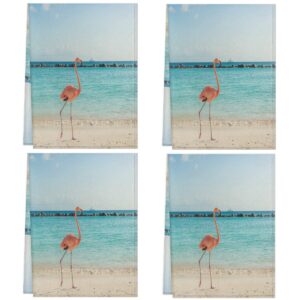 Flamingo Beach Kitchen Towels and Dishcloths Set of 4-17.7" x 28.3" Absorbent Dish Towels with Hanging Loop Hand Towel for Farmhouse Bar Towels & Tea Towels