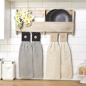 Hanging Kitchen Towels - Tan Ticking Stripe - Sets of 2