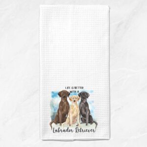 Watercolor Life is Better with a Labrador retriever "Lab" Microfiber Kitchen Tea Bar Towel Gift for Animal Dog Lover