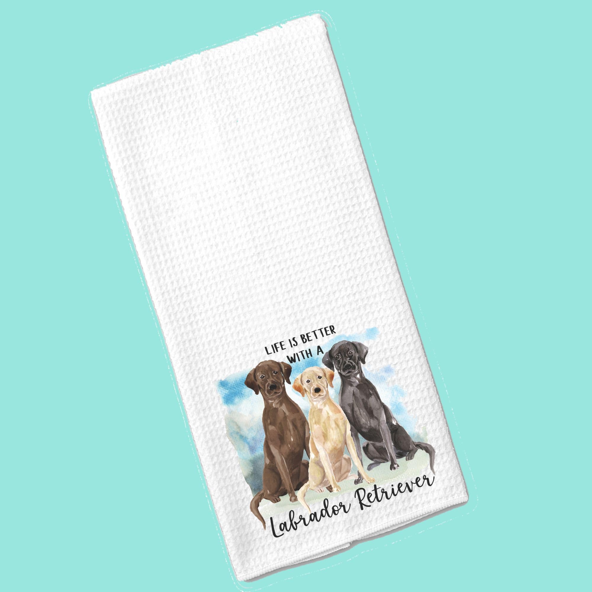 Watercolor Life is Better with a Labrador retriever "Lab" Microfiber Kitchen Tea Bar Towel Gift for Animal Dog Lover