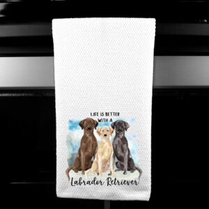 Watercolor Life is Better with a Labrador retriever "Lab" Microfiber Kitchen Tea Bar Towel Gift for Animal Dog Lover