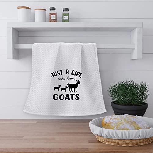 OHSUL Just A Girl Who Loves Goats Highly Absorbent Kitchen Towels Dish Towels Dish Cloth,Funny Goat Silhouette Hand Towels Tea Towel for Bathroom Kitchen Decor,Goat Lovers Farm Girls Gifts