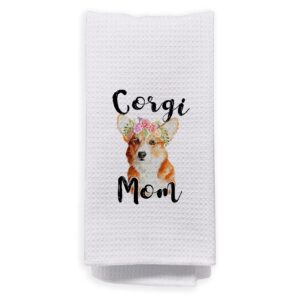 NEGIGA Corgi Mom Dish Cloths Towels 24x16 Inch,Cute Corgi Decor Decorative Dish Hand Towels for Dorm Kitchen,Corgi Lover Gifts for Women,Corgi Owners Gifts,Housewarming Gifts