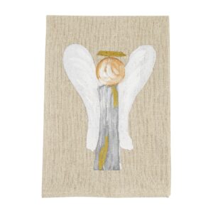 mud pie faith christmas painted towel, angel, 21" x 14"
