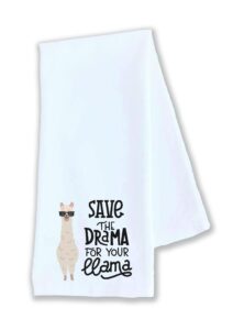 kitchen dish towel save the drama for your llama funny cute dish kitchen decor drying cloth…100% cotton