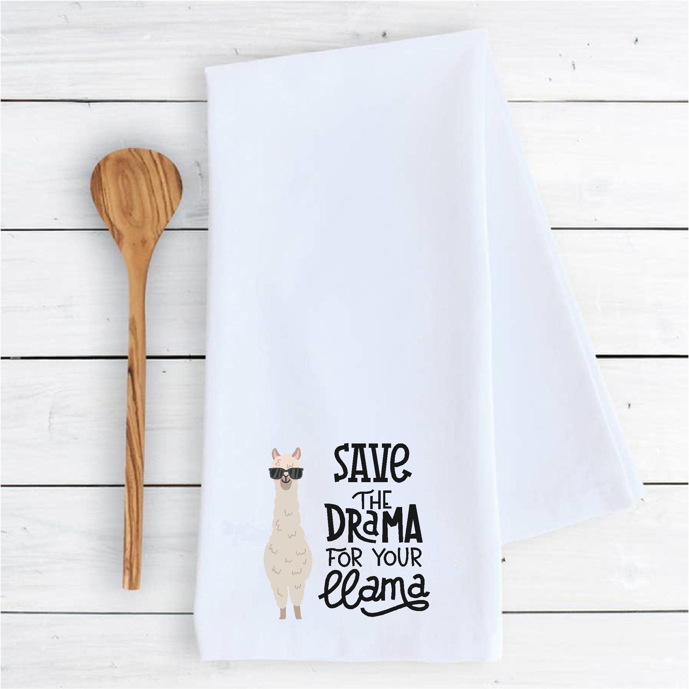 Kitchen dish towel Save the drama for your llama funny cute dish Kitchen Decor drying cloth…100% COTTON