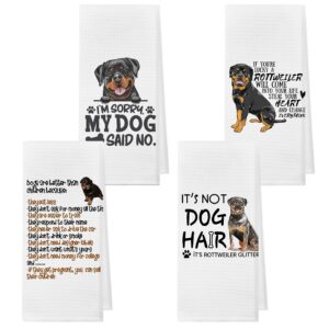 funny rottweiler dog absorbent kitchen towels and dishcloths 16×24 inches set of 4,cute rottweiler lovers gifts hand towel dish towel tea towel for kitchen bathroom decor,rottweiler owners gifts