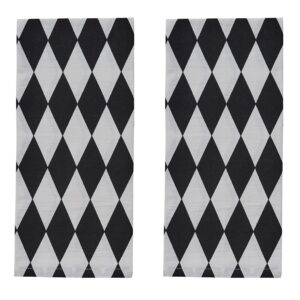 Split P Harlequin Black White Dishtowel Set of 2