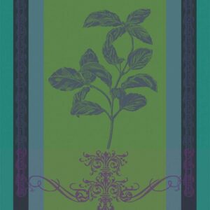 Garnier-Thiebaut, Brin de Basilic, Vert French Jacquard Kitchen/Tea Towel, 100% Cotton, 22 Inches x 30 Inches