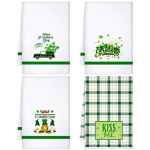 4 pieces st patrick's day dish towel kitchen towel ultra absorbent fast drying cloth decorative st patrick's day gnomes tea towels decorative dishcloths for kitchen bathroom home supplies,16 x 24 inch