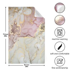 Pink Gold Marble Kitchen Dish Towels Soft Tea Towel Set of 4 Absorbent Dishcloths Hand Towels for Dish Clean Cloth 28" x 18"