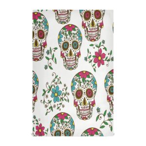 ALAZA Day of The Dead Sugar Skull Flower Halloween Kitchen Towels Dish Bar Tea Towel Dishcloths 1 Pack Super Absorbent Soft 18 x 28 inches