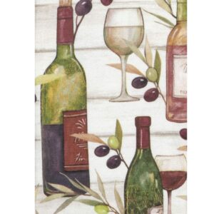 DHE Tuscan Themed Wine Bottles Cotton Kitchen Bar Towel Bundle of 2 Classic Absorbent Towels, Multi colored