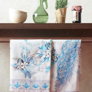 Maison d' Hermine Kitchen Towel 100% Combed Cotton Premium Set of 3 Kitchentowels Easter Tea Towels (20"x27.50") for Table Cleaning, Dining, Buffet Parties & Wedding Use - Peacock Utopia