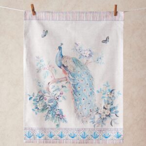 Maison d' Hermine Kitchen Towel 100% Combed Cotton Premium Set of 3 Kitchentowels Easter Tea Towels (20"x27.50") for Table Cleaning, Dining, Buffet Parties & Wedding Use - Peacock Utopia