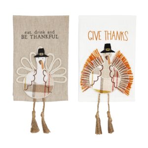 Mud Pie Thanksgiving Turkey Dangle Leg Towel, Give Thanks, 21" x 14"