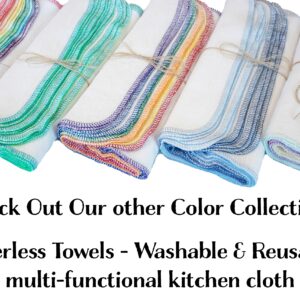 Winter Chill Blue Natural Reusable Paperless Towels - One Dozen washable reusable paper towels for kitchen, Eco Friendly Sustainable Washable Paper Towel roll, paperless paper towels reusable napkins