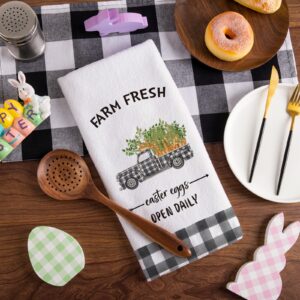 AnyDesign Easter Kitchen Towel 18 x 28 Inch Seasonal Dishcloth Easter Bunny Carrot Truck Cloth Tea Towel Farm Fresh Decorative Hand Towel for Bathroom Kitchen Home Farmhouse Cooking, 2Pcs