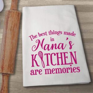 Honey Dew Gifts, The Best Things Made in Nana’s Kitchen are Memories, Flour Sack Towels, Kitchen Dish Towels, Grandma Towel, Granny Gifts, Nana Gifts for Christmas, 27 x 27 Inch, Made in USA