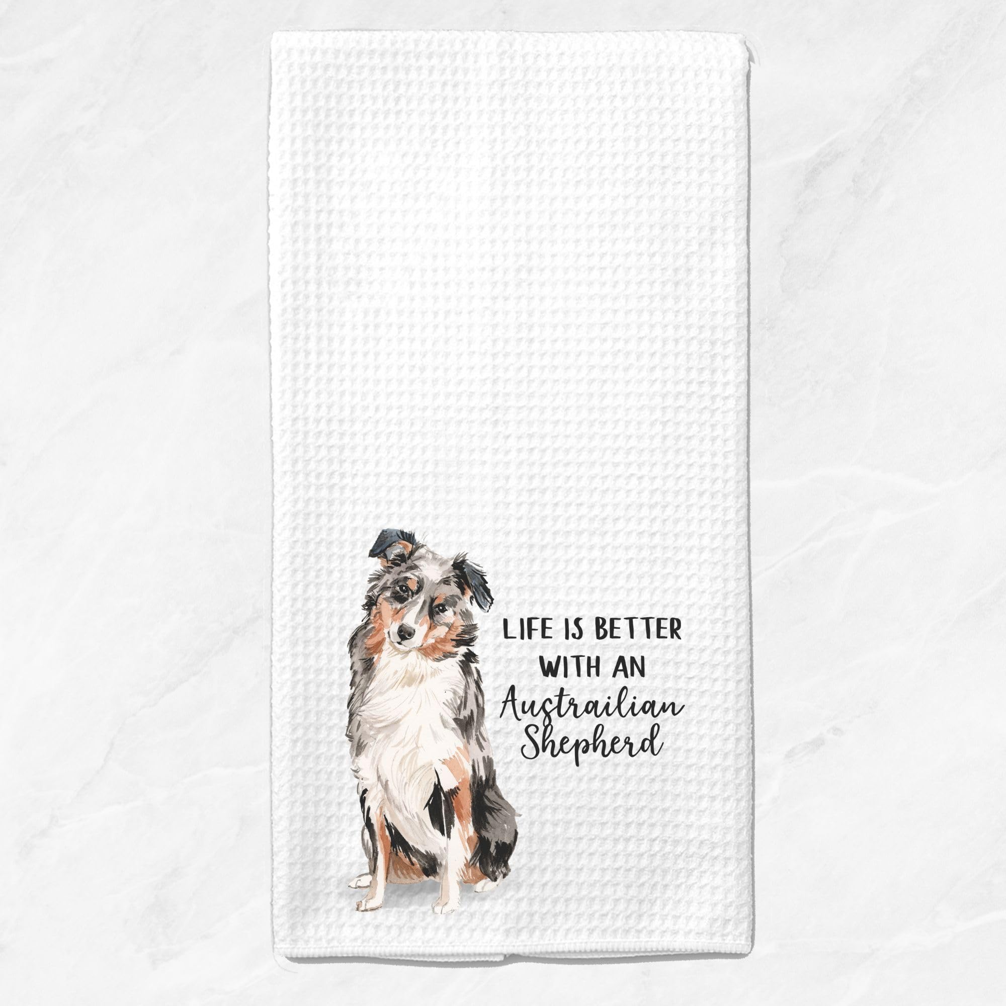 Watercolor Life is Better with an Australian Shepherd Aussie Microfiber Kitchen Towel Gift for Animal Dog Lover