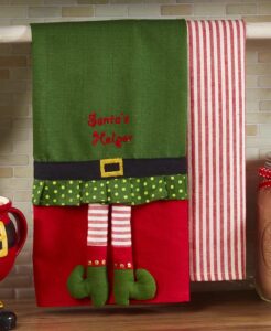 the lakeside collection set of 2 novelty kitchen towels - elf