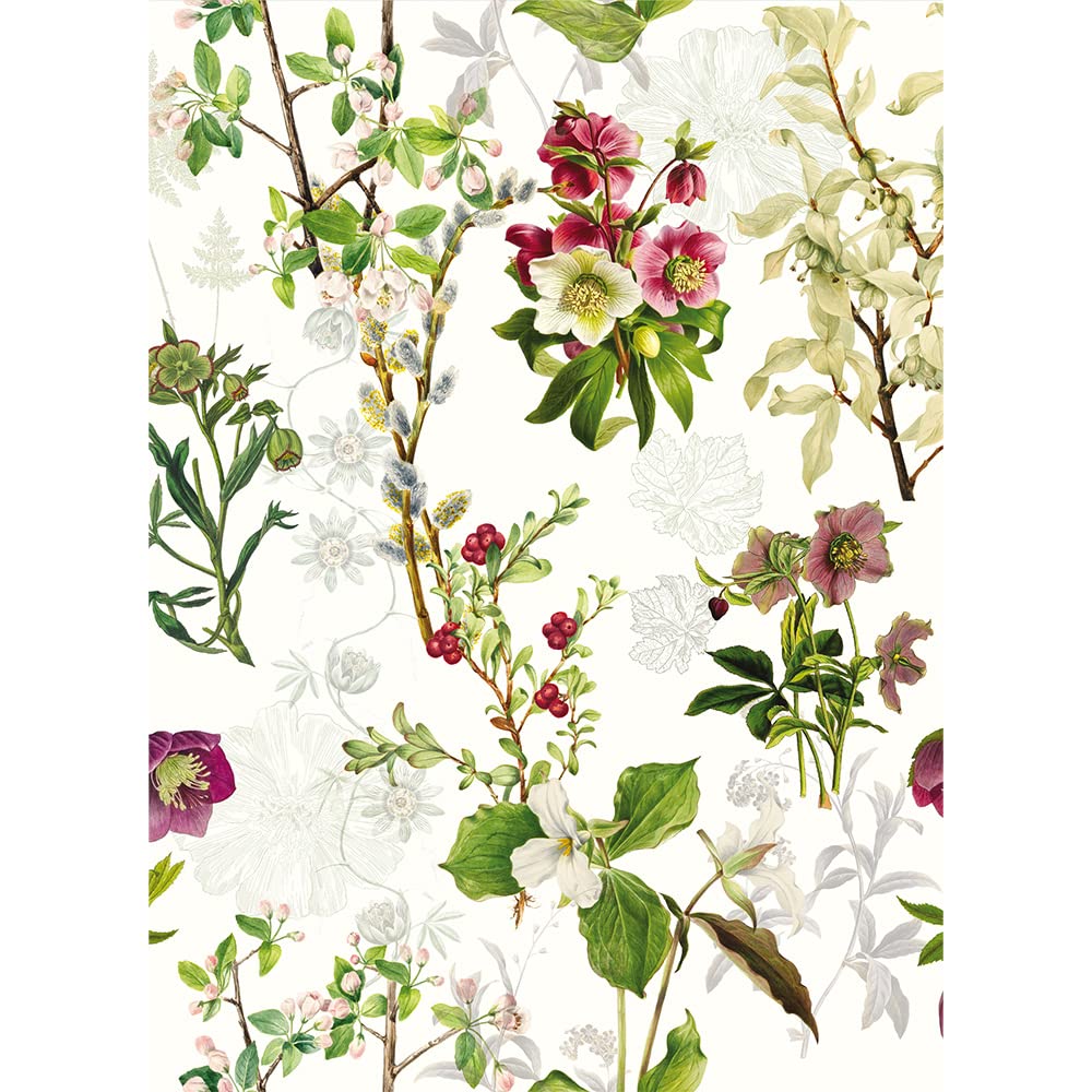 Garnier-Thiebaut, Mille Hellebore, Blanc French Christmas Kitchen/Tea Towel, 100% Cotton